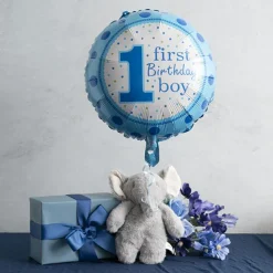 Foil Balloon 18" 1st Birthday Boy Blue (45cmD)