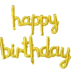 Foil Balloon Happy Birthday Script Gold (45x85cm & 45x124cm)