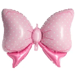 Foil Balloon Polka Dot Bow (80cmx50cmH) Pink