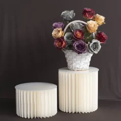 Foldable Paper Round Riser Set2 Buttercream (30x20cmH&30cmH)