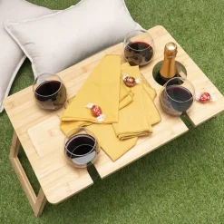 Folding Outdoor Portable Wooden Wine Table (55x35x23cmH)