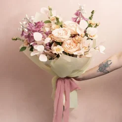 Frosted Eucalyptus Spray Soft Champagne (90cmH)