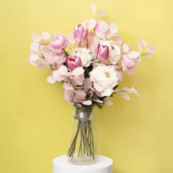 Frosted Eucalyptus Spray Light Pink (90cmH)