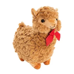 Fuzzy Wuzzy Plush Llama w Bow Brown (24cmHT)
