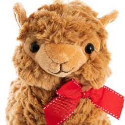 Fuzzy Wuzzy Plush Llama w Bow Brown (24cmHT)