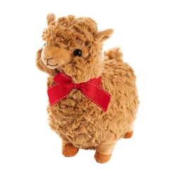 Fuzzy Wuzzy Plush Llama w Bow Brown (24cmHT)