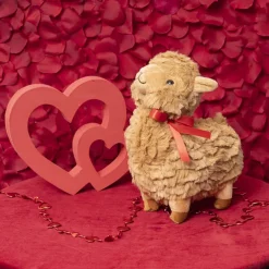 Fuzzy Wuzzy Plush Llama w Bow Brown (24cmHT)