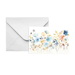 Gallery Gift Card & Envelope Flowers Blue Pk25 (10x6.5cmH)