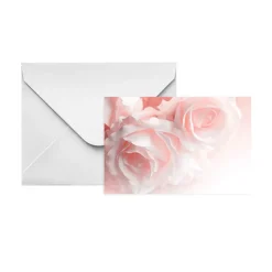 Gallery Gift Card & Envelope Baby Pink Roses Pk25(10x6.5cmH)
