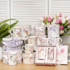 Garden Rose 2 Piece Mug Gift Set Soft Purple (18.6x9x11.3cm)