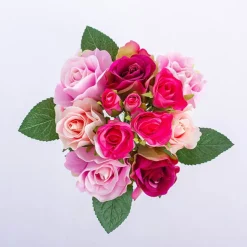 Georgia Rose Bouquet with 12 Flowers Hot Pink Combo (25cmH)