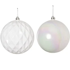 Giant Decorative Baubles Set 2 Iridescent White (20cmD)