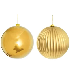 Giant Hanging Baubles Set 2 Gold (20cmD)