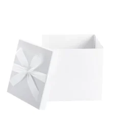 Gift Box Extra Lge with Bow Flat Pack White (250x250x245mmH)