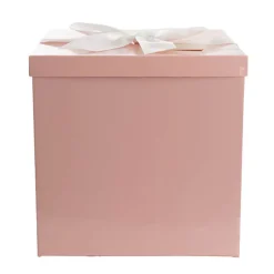 Gift Box Jumbo with Bow Flat Pack Baby Pink (305x300x300mmH)
