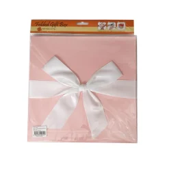 Gift Box Jumbo with Bow Flat Pack Baby Pink (305x300x300mmH)