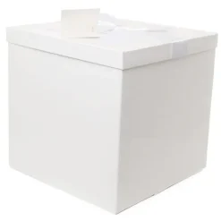 Gift Box Jumbo with Bow Flat Pack White (305x300x300mmH)