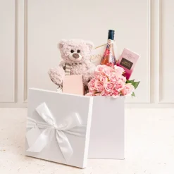 Gift Box Jumbo with Bow Flat Pack White (305x300x300mmH)