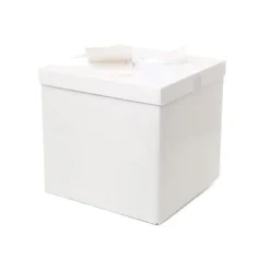 Gift Box Large with Bow Flat Pack White (224x224x215mmH)