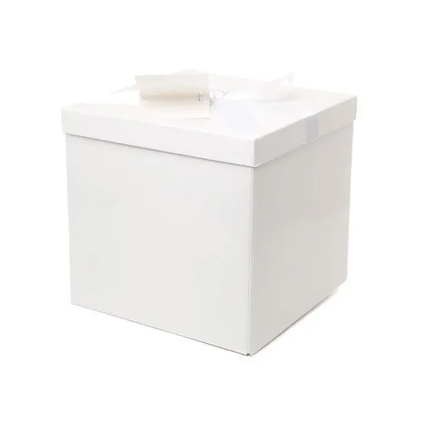Gift Box Large with Bow Flat Pack White (224x224x215mmH)