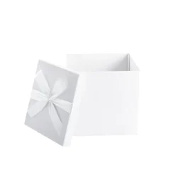 Gift Box Large with Bow Flat Pack White (224x224x215mmH)