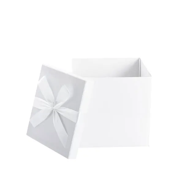 Gift Box Large with Bow Flat Pack White (224x224x215mmH)