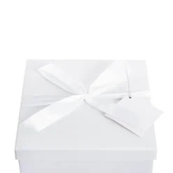 Gift Box Large with Bow Flat Pack White (224x224x215mmH)