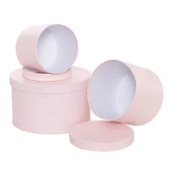 Gift Box Round Baby Pink (25cmDx15cmH) Set 3