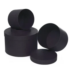 Gift Box Round Black (25cmDx15cmH) Set 3