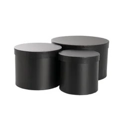 Gift Box Round Black (25cmDx15cmH) Set 3