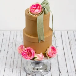 Gift Box Round Brown Kraft (25cmDx15cmH) Set 3