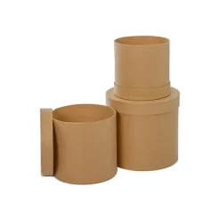Gift Box Round Brown Kraft (17cmDx16cmH) Set 3