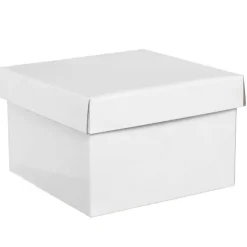 Gift Box with Lid Large Flat Pack Gloss White (22x14cmH)