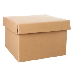 Gift Box with Lid Large Flat Pack Kraft Brown (22x14cmH)