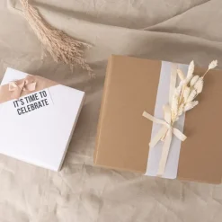 Gift Box with Lid Large Flat Pack Kraft Brown (22x14cmH)