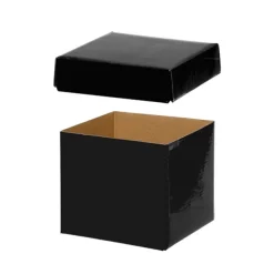 Gift Box with Lid Mini Flat Pack Gloss Black (13x12cmH)