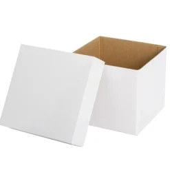 Gift Box with Lid Mini Flat Pack Gloss White (13x12cmH)