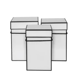 Gift Flower Box Deluxe Square Silhouette White (18x25cmH) S3