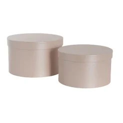Gift Flower Box Ribbed Round Blush Pink Set 2 (24x14.5Hcm)