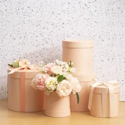 Gift Flower Box Round Apricot Crush Set 5 (21x21cmH)