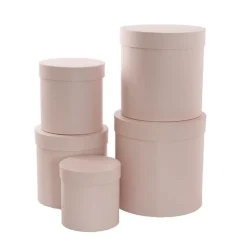 Gift Flower Box Round Blush Pink Set 5 (21x21cmH)