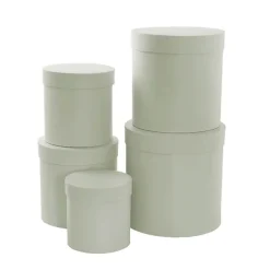Gift Flower Box Round Sage Green Set 5 (21x21cmH)