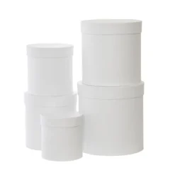 Gift Flower Box Round White Set 5 (21x21cmH)