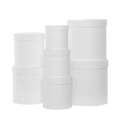 Gift Flower Box Round White (25x25cmH) Set 7