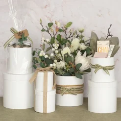 Gift Flower Box Round White (25x25cmH) Set 7