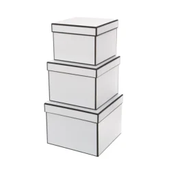 Gift Flower Box Square Silhouette White (20x15cmH) Set 3