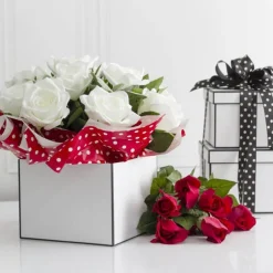 Gift Flower Box Square Silhouette White (20x15cmH) Set 3