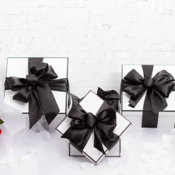 Gift Flower Box Square Silhouette White (20x15cmH) Set 3