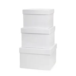 Gift Flower Box Square White (21.5x21.5x14cmH) Set 3