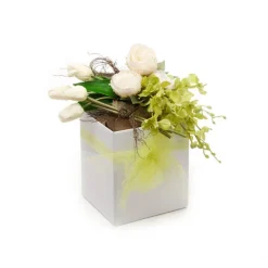 Gift Flower Box Tall Flat Pack White (22x22x25cmH)